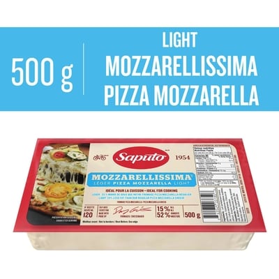 Saputo Light Mozzarellissima Pizza Mozzarella Cheese 500 g, $2.20/100g