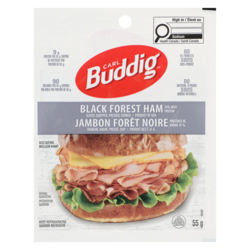 Carl Buddig Jambon Forêt-Noire tranché 55 g, 36,18 $/1kg 3,62 $/100g
