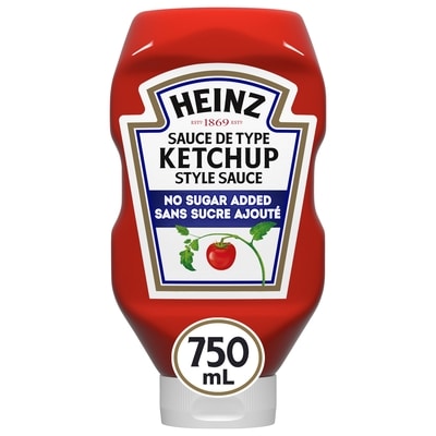 Heinz Bouteille de ketchup aux tomates sans sucre ajouté 750 ml, 0,80 $/100ml