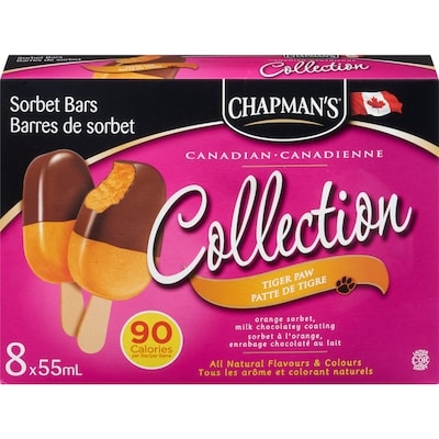 Chapman’s Collection canadienne barre de sorbet patte de tigre 8 ea, 0,87 $/1ch
