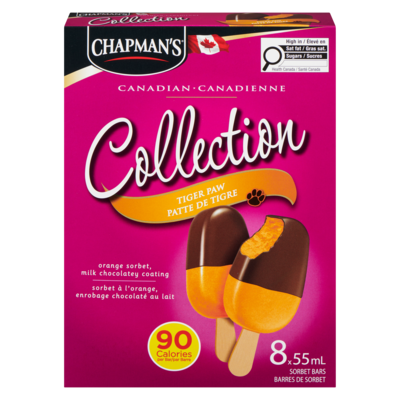 Chapman’s Collection canadienne barre de sorbet patte de tigre 8 ea, 0,63 $/1ch