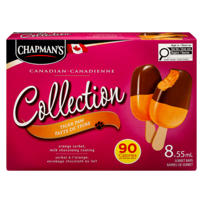 Chapman’s Collection canadienne barre de sorbet patte de tigre 8 ea, 0,50 $/1ch