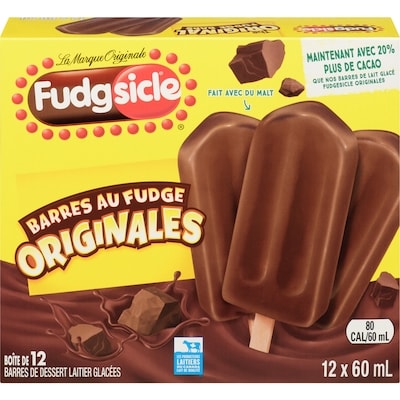 The Original Barres de Dessert Laitier Glacé avec malt et cacao Fudgsicle fait lait de qualité 720 ml, 0,94 $/100ml