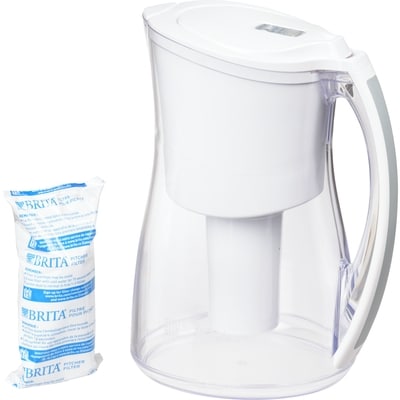 Système de filtration d’eau en pichet, modèle Marina blanc de 8 tasses avec 1 filtre de rechange