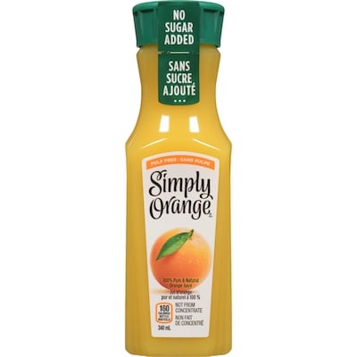 Simply d'orange sans pulpe Bottle 340 ml, 0,88 $/100ml