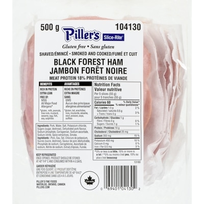 Piller’s Jambon Forêt-Noire en tranches 500 g, 17,98 $/1kg 1,80 $/100g