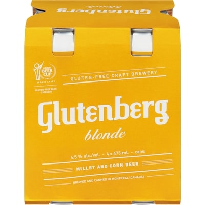 GLUTENBERG Blond Beer Cans (ID required at pick-up) 4x473.0 ml, $0.69/100ml
