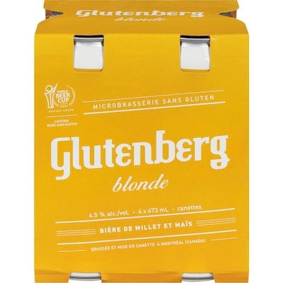 GLUTENBERG Bière Blnde Canetteette (Pièce d’identité requise au moment du ramassage) 4x473.0 ml, 0,69 $/100ml