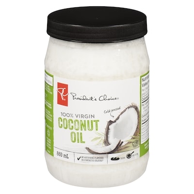 President's Choice 100% Virgin Cold-Pressed Coconut Oil 860 ml, $1.86/100ml