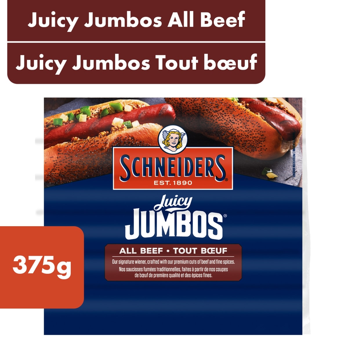 Schneiders Juicy Jumbos Hot Dogs All Beef