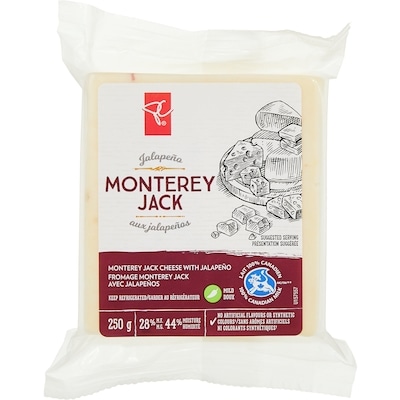 President's Choice Monterey Jack Cheese with Jalapeños 250 g, $3.60/100g