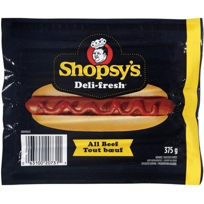 Shopsys Deli-Fresh All Beef Wieners 375 g, $2.66/100g