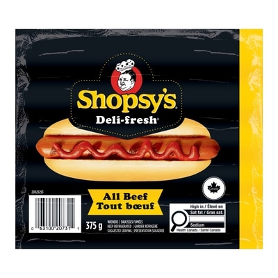 Shopsys Deli-Fresh All Beef Wieners 375 g, $2.93/100g