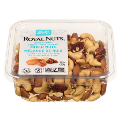 Royal Nuts Dry Roasted Mixed Nuts, Unsalted     325 g, $4.30/100g