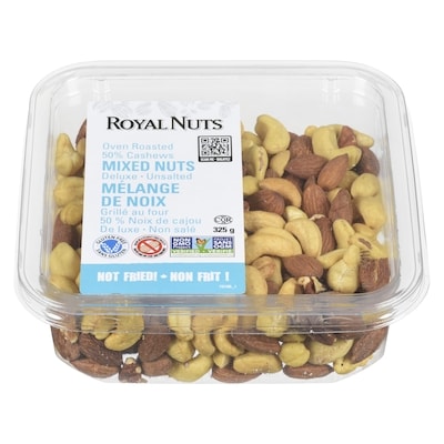 Royal Nuts Dry Roasted Mixed Nuts, Unsalted     325 g, $3.23/100g