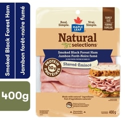 Maple Leaf Natural Selections Shaved Black Forest Deli Ham, Smoked, Family Size 400 g, $42.48/1kg $4.25/100g