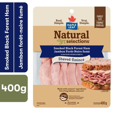 Maple Leaf Natural Selections Shaved Black Forest Deli Ham, Smoked, Family Size 400 g, $36.23/1kg $3.62/100g