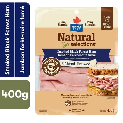 Maple Leaf Jambon fumé Forêt-Noire tranché Natural Selections Format familial 400 g, 41,23 $/1kg 4,12 $/100g