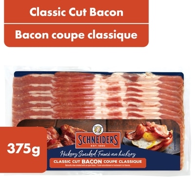 Schneiders Bacon fumé au hickory coupe classique 375 g, 2,66 $/100g