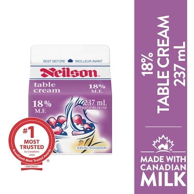 Neilson 18% Table Cream 237 ml, $1.26/100ml