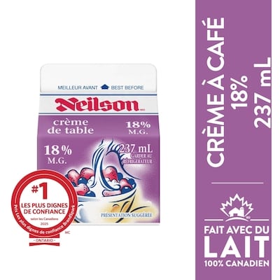 Neilson Crème de table 18% 237 ml, 1,42 $/100ml