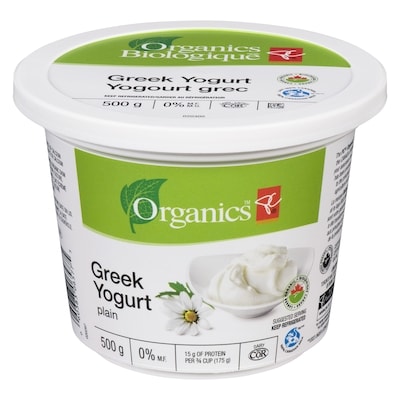 PC Organics Organic Greek Yogurt, Plain 500 g, $1.10/100g