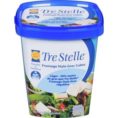 Tre Stelle Cubes de fromage féta léger 200 g, 4,75 $/100g