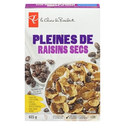 le Choix du Président Céréales de son et raisins secs Pleines de raisins secs 625 g, 0,88 $/100g
