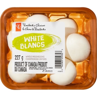 President's Choice Whole White Mushrooms 227 g, $1.32/100g