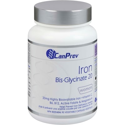 CanPrev Vegetable Capsules Iron Bis-Glycinate 20 90 ea, $0.33/1ea