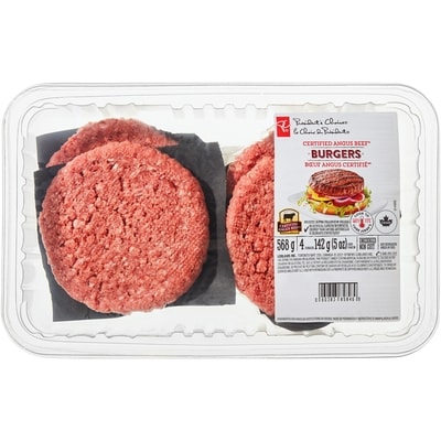 President's Choice Certified Angus Beef Burgers 568 g, $1.58/100g