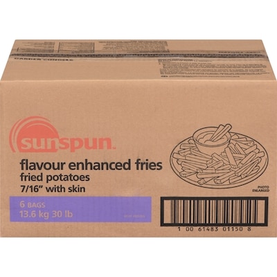 Sunspun Flavour Enhanced Fried Potatoes With Skin, French Fries 13.61 kg, $0.25/100g