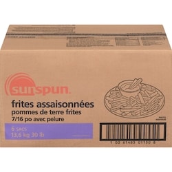 Sunspun Pommes de terre frites assaisonnées, avec pelure 13.61 kg, 0,25 $/100g