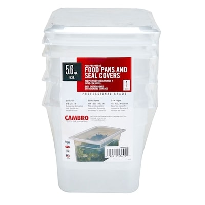 null Inserts de casserole translucides de 6 pouces de profondeur, 1/3 de taille, avec couvercle (paquet de 3) 3x1.0 ea, 18,00 $/1ch