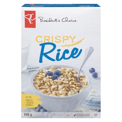 President's Choice Crispy Rice Cereal 640 g, $1.02/100g