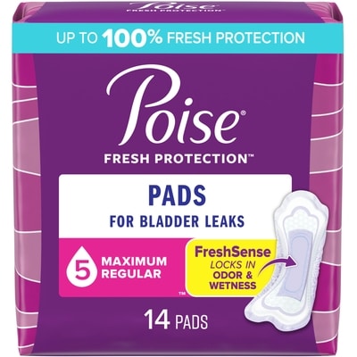 Poise Postpartum Incontinence Pads, Maximum Absorbency, Regular Length, 14 Count 14 ea, $0.64/1ea