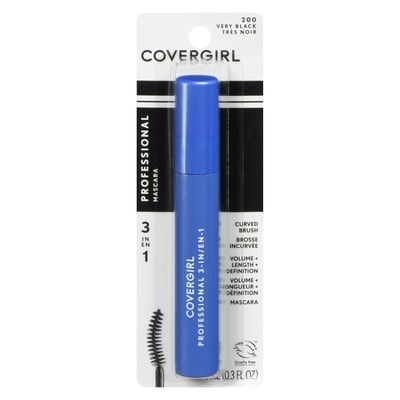 CoverGirl Mascara Professional 3-en-1 avec brosse incurvée, très noir 10 ml, 79,90 $/100ml