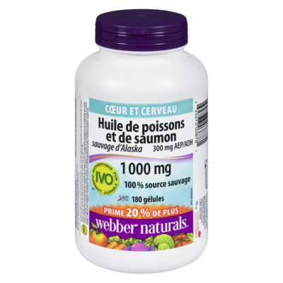 Webber Naturals Huile de poisson et de saumon sauvage d’Alaska 300 mg 1 ea, 0,13 $/1ch