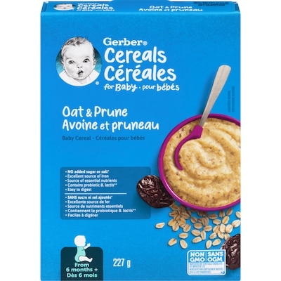Nestlé Gerber Céréales Pour Bébés Étape 2 Avoine Avec Pruneau 227 g, 2,42 $/100g