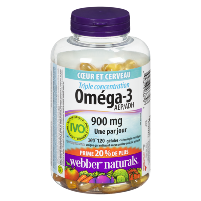 Webber Naturals Oméga-3 Triple concentration 900 mg 120 ea, 0,22 $/1ch