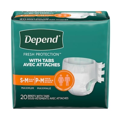 Depends Adult Incontinence Protection with Tabs, Maximum Absorbency, S/M, 20 count 20 ea, $1.00/1ea