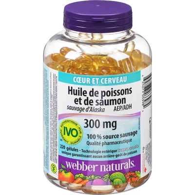 Webber Naturals Huiles de saumon sauvage et de poisson 220 ea, 0,09 $/1ch