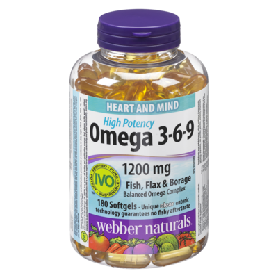 Webber Naturals Omega-3-6-9 1200mg, High Potency 180 ea, $0.11/1ea