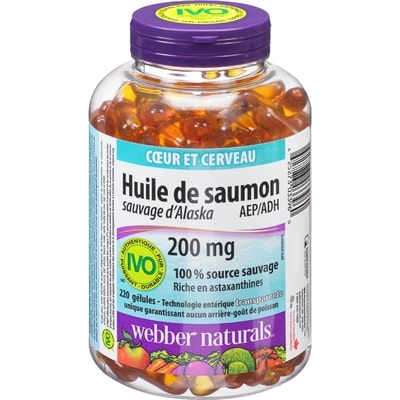 Webber Naturals Huile de saumon sauvage d’Alaska 220 ea, 0,09 $/1ch