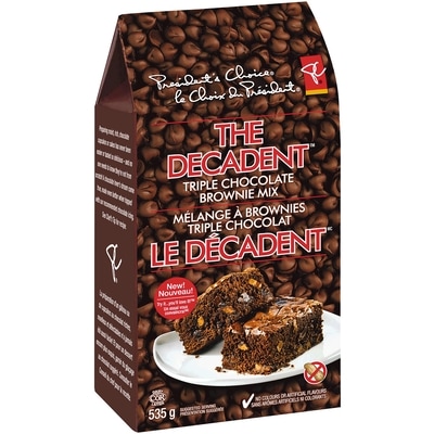 President's Choice The Decadent Triple Chocolate Brownie Baking Mix 535 g, $0.93/100g