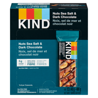 Kind bar Nuts, Sea Salt & Dark Chocolate Bars, 12-Pack 12x40.0 g, $5.21/100g