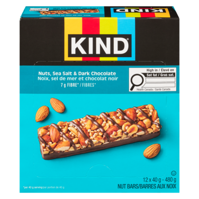 Kind bar Nuts, Sea Salt & Dark Chocolate Bars, 12-Pack 12x40.0 g, $4.79/100g