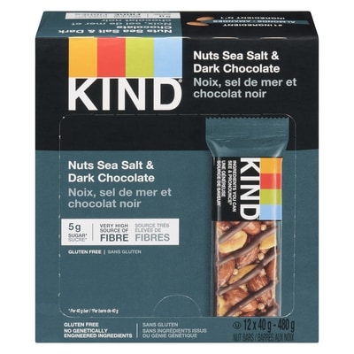 Kind Barres Noix, sel de mer et chocolat noir paquet de 12 12x40.0 g, 5,21 $/100g