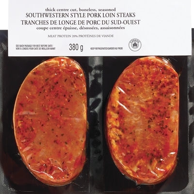 null Steaks de longe de porc style sud-ouest 380 g, 1,58 $/100g