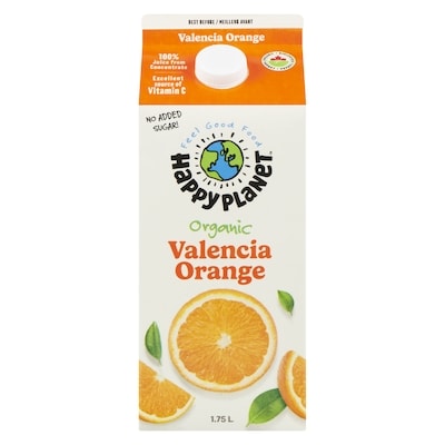 Happy Planet Organic Valencia Orange Juice 1 l, $0.63/100ml